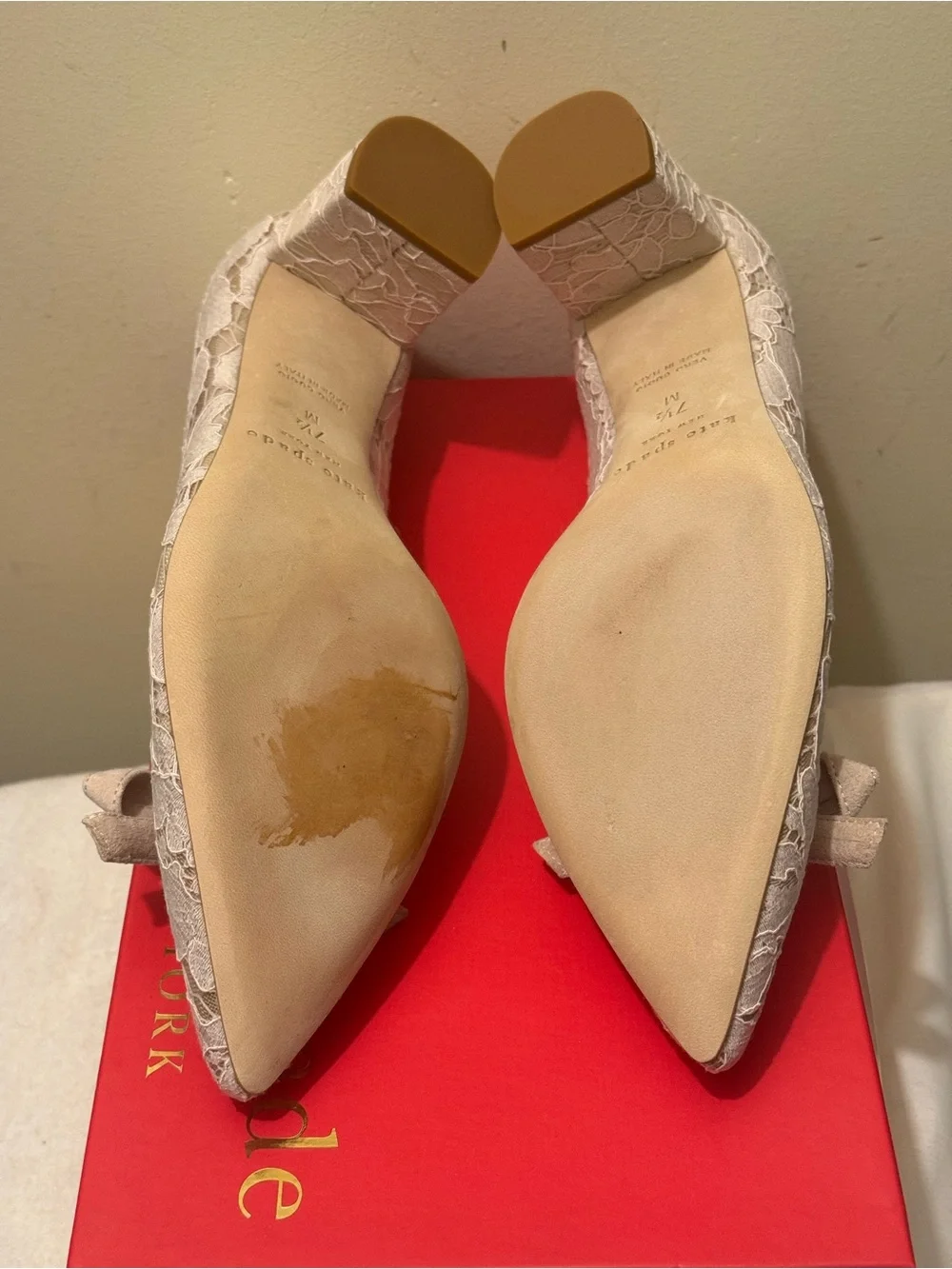 BNIB Kate Spade Madelaine Too Lace Pumps Blush Suede Heels 7.5 Made in Italy